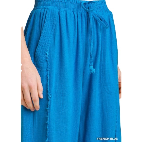 NWT Umgee Frayed Edge Linen Pant - Picture 3 of 6